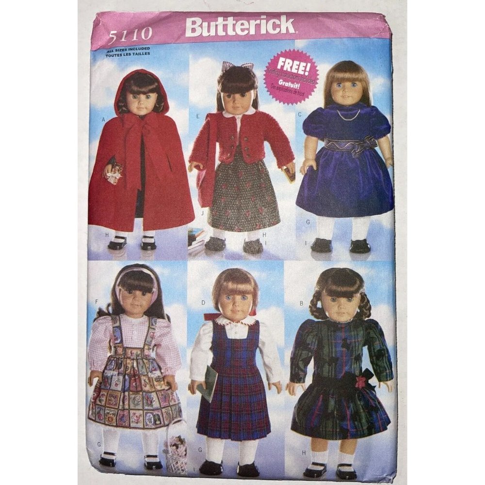 Butterick Two Vintage 18" Doll Sewing Patterns #5110  & Pattern #6667 both Uncut